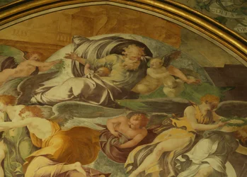 The West Wall of the Rayonnant chapel of the Abbey (detail above The Annunciation)